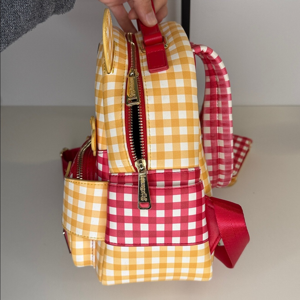 Loungefly Winnie the Pooh Gingham SET backpack AND wallet honey bees purse - Picture 6 of 14